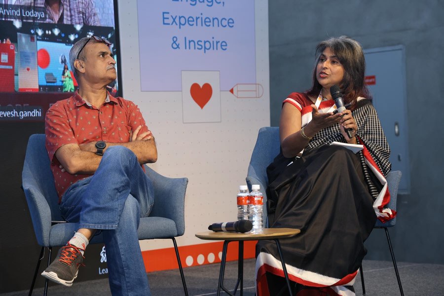A fireside conversation on stage